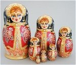 7 Piece Red and Gold